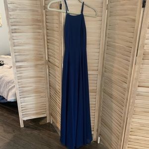 Long Blue Maxi Dress, open back